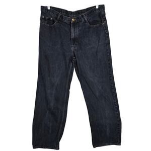 Men's Sz 40 Black Baggy Jeans Rugged Western Straight Leg Cowboy Gorpcore Denim